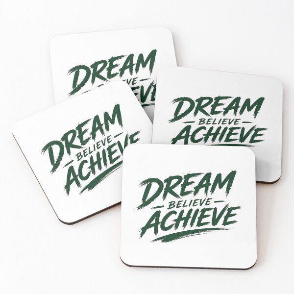Item preview, Dream Believe Achieve Motivational Brush Typography designed and sold by LarkLeaf.