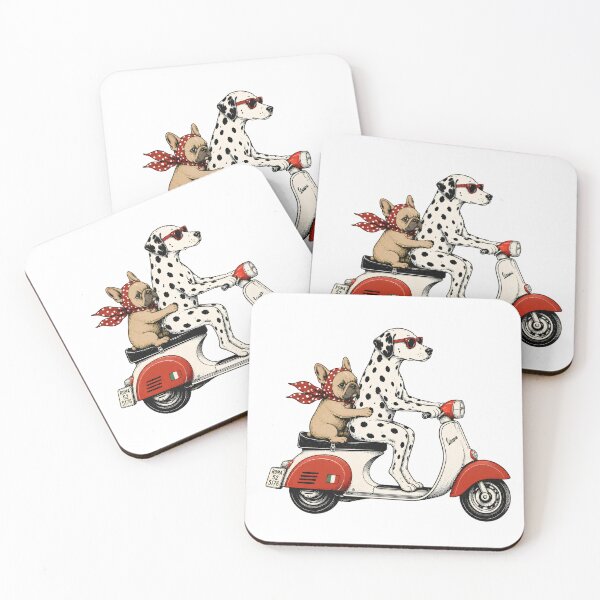 Item preview, Dalmatian & French Bulldog on Red Scooter designed and sold by LuvePress.