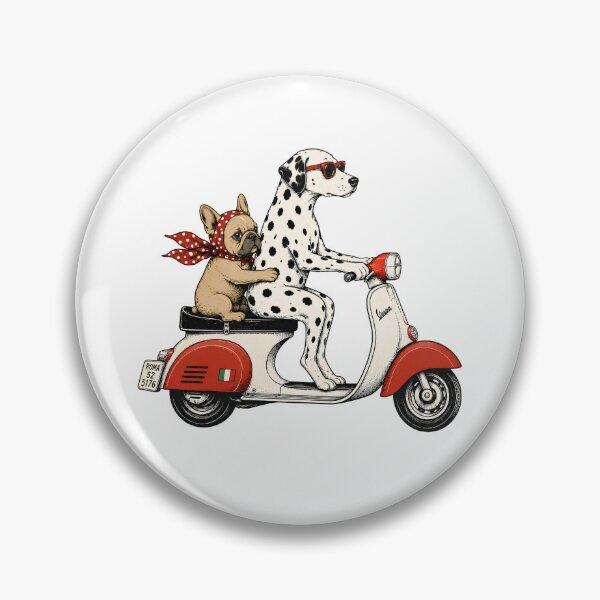 Item preview, Dalmatian & French Bulldog on Red Scooter designed and sold by LuvePress.