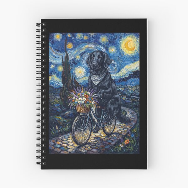 Item preview, Flat Coated Retriever Biking Bike Starry Night Van Gogh Art Dog Lover designed and sold by dian-rody-crest.