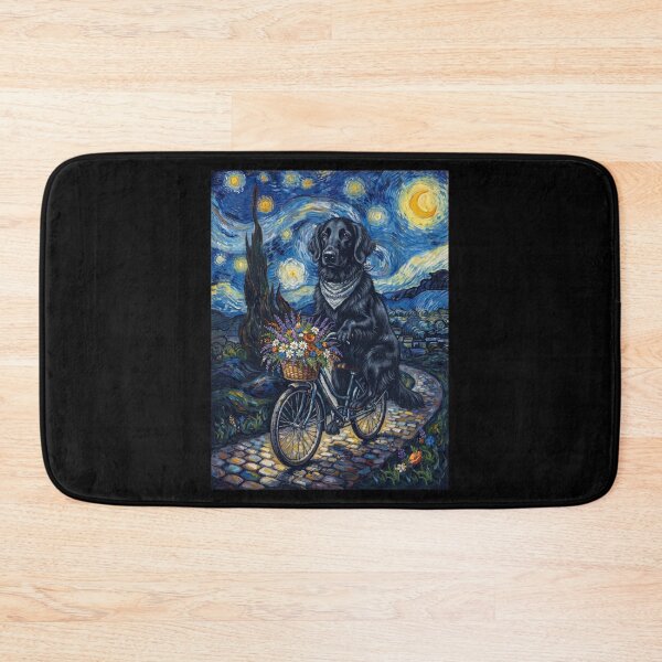 Item preview, Flat Coated Retriever Biking Bike Starry Night Van Gogh Art Dog Lover designed and sold by dian-rody-crest.