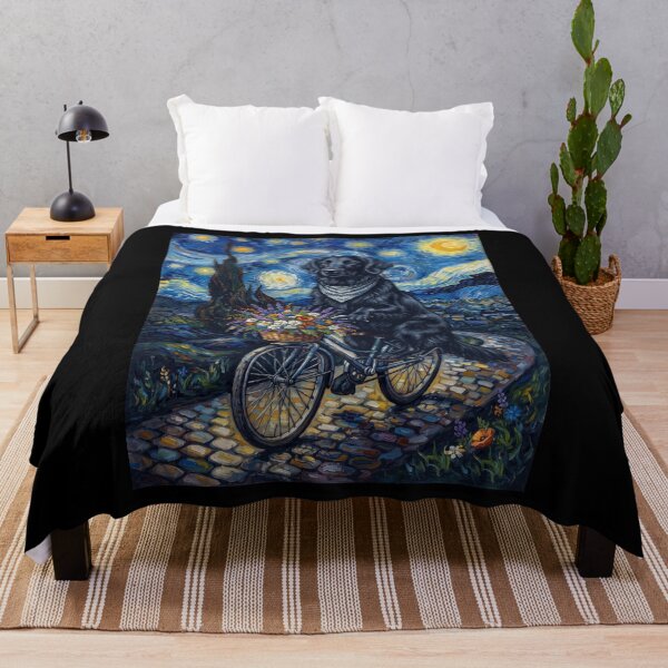 Item preview, Flat Coated Retriever Biking Bike Starry Night Van Gogh Art Dog Lover designed and sold by dian-rody-crest.