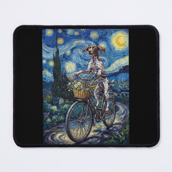 Item preview, German Shorthaired Pointer Biking Bike Starry Night Van Gogh Art Dog Lover designed and sold by dian-rody-crest.