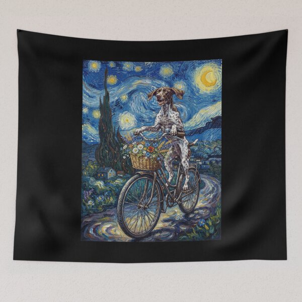 Item preview, German Shorthaired Pointer Biking Bike Starry Night Van Gogh Art Dog Lover designed and sold by dian-rody-crest.