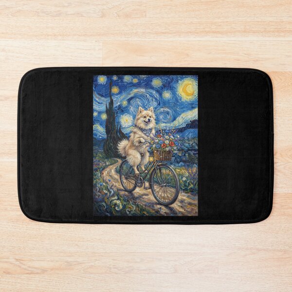 Item preview, German Spitz Biking Bike Starry Night Van Gogh Art Dog Lover designed and sold by dian-rody-crest.