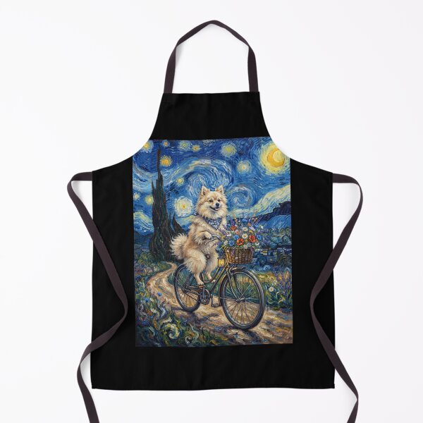 Item preview, German Spitz Biking Bike Starry Night Van Gogh Art Dog Lover designed and sold by dian-rody-crest.