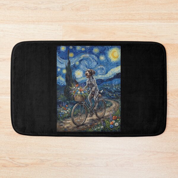 Item preview, German Wirehaired Pointer Biking Bike Starry Night Van Gogh Art Dog Lover designed and sold by dian-rody-crest.