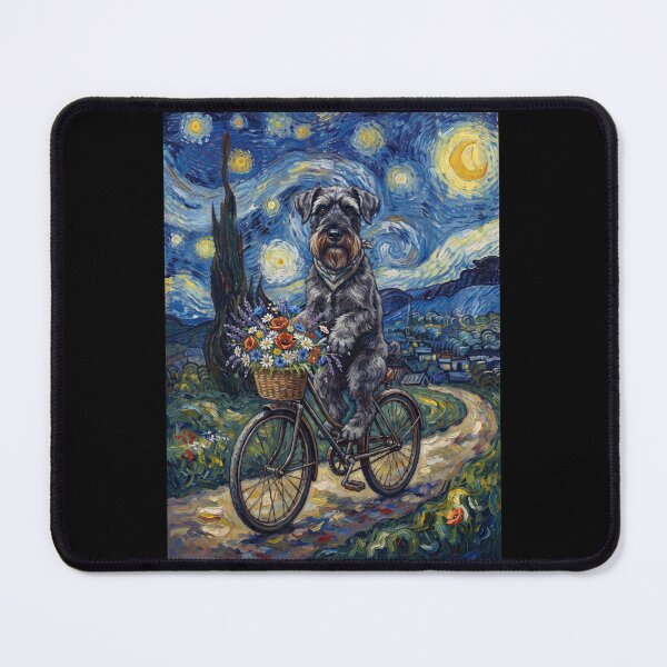 Item preview, Giant Schnauzer Biking Bike Starry Night Van Gogh Art Dog Lover designed and sold by dian-rody-crest.