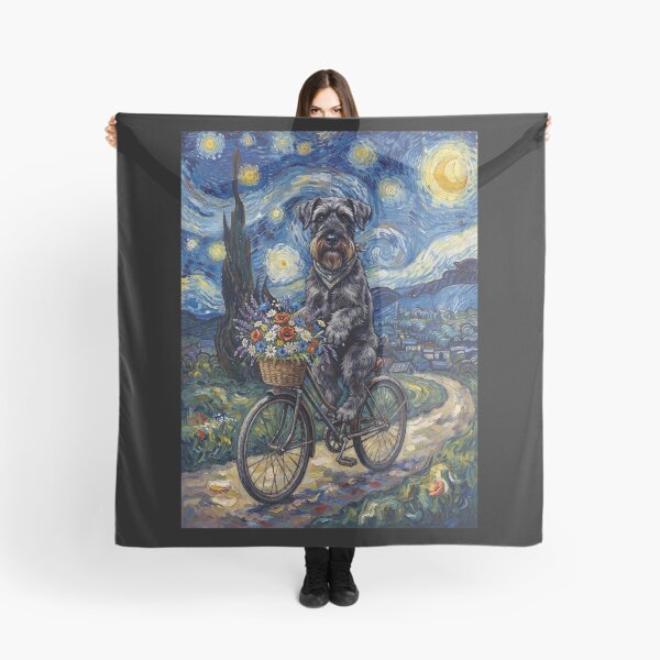 Item preview, Giant Schnauzer Biking Bike Starry Night Van Gogh Art Dog Lover designed and sold by dian-rody-crest.