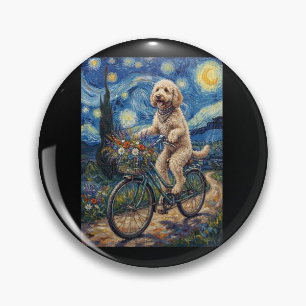 Item preview, Goldendoodle Biking Bike Starry Night Van Gogh Art Dog Lover designed and sold by dian-rody-crest.