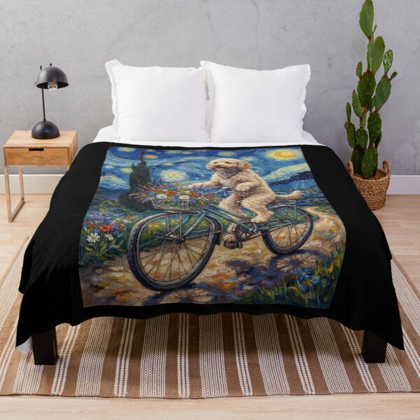 Item preview, Goldendoodle Biking Bike Starry Night Van Gogh Art Dog Lover designed and sold by dian-rody-crest.