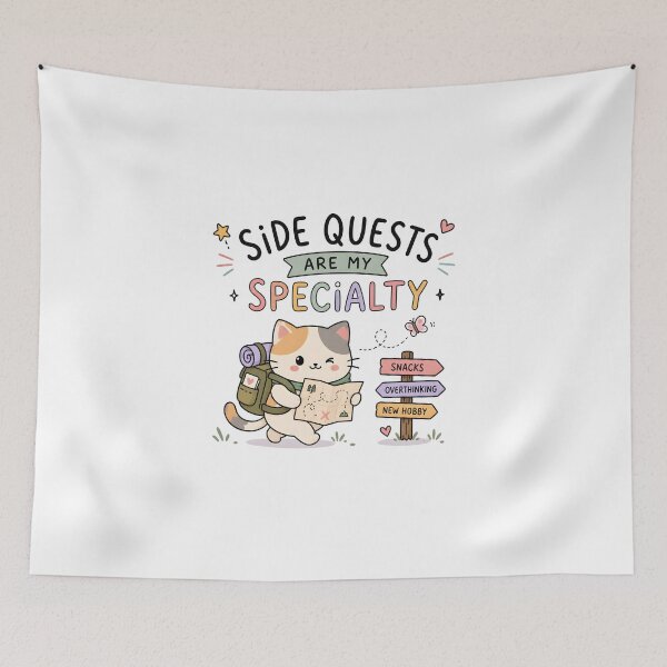 Item preview, ADHD Side Quests Are My Specialty Cute Kawaii Cat Adventure Quote designed and sold by Marti’s Shop Corner.