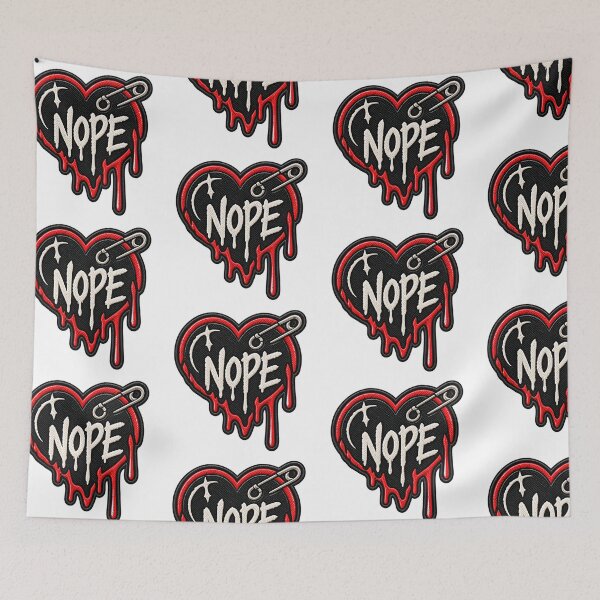 Item preview, Nope Melting Heart – Emo Punk Safety Pin Patch designed and sold by Abidel.