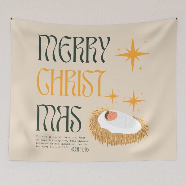 Item preview, Merry Christmas Baby Jesus Nativity – John 3:16 designed and sold by shopfindingbeni.