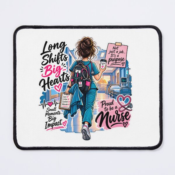 Item preview, Proud to Be a Nurse – Long Shifts Big Hearts Nursing Design designed and sold by Dr. Heartbeat.