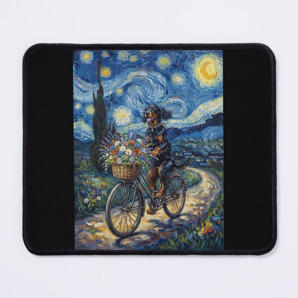 Item preview, Gordon Setter Biking Bike Starry Night Van Gogh Art Dog Lover designed and sold by dian-rody-crest.
