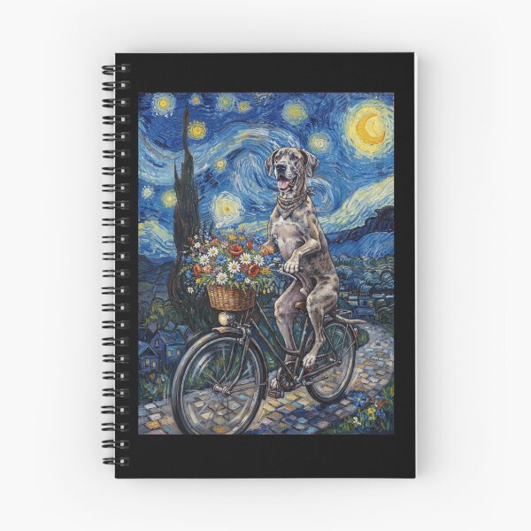 Item preview, Great Dane Biking Bike Starry Night Van Gogh Art Dog Lover designed and sold by dian-rody-crest.