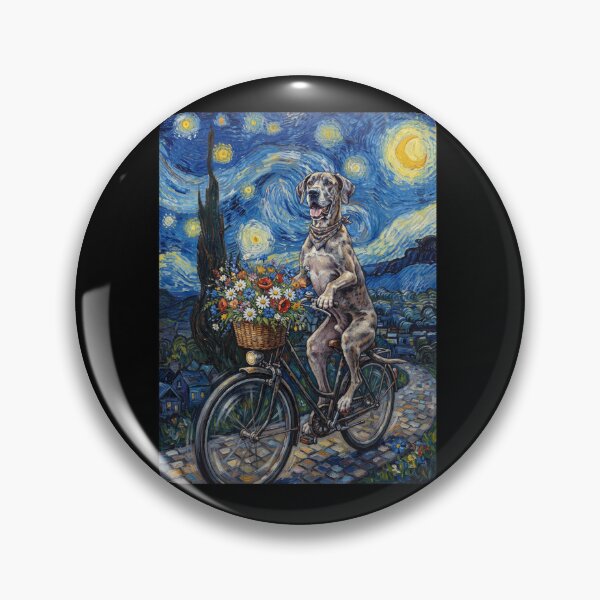 Item preview, Great Dane Biking Bike Starry Night Van Gogh Art Dog Lover designed and sold by dian-rody-crest.