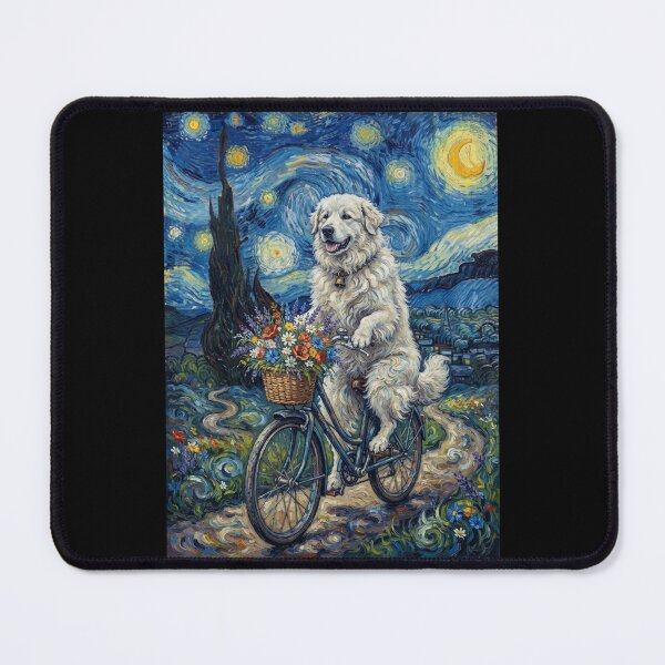 Item preview, Great Pyrenees Biking Bike Starry Night Van Gogh Art Dog Lover designed and sold by dian-rody-crest.