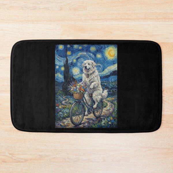 Item preview, Great Pyrenees Biking Bike Starry Night Van Gogh Art Dog Lover designed and sold by dian-rody-crest.