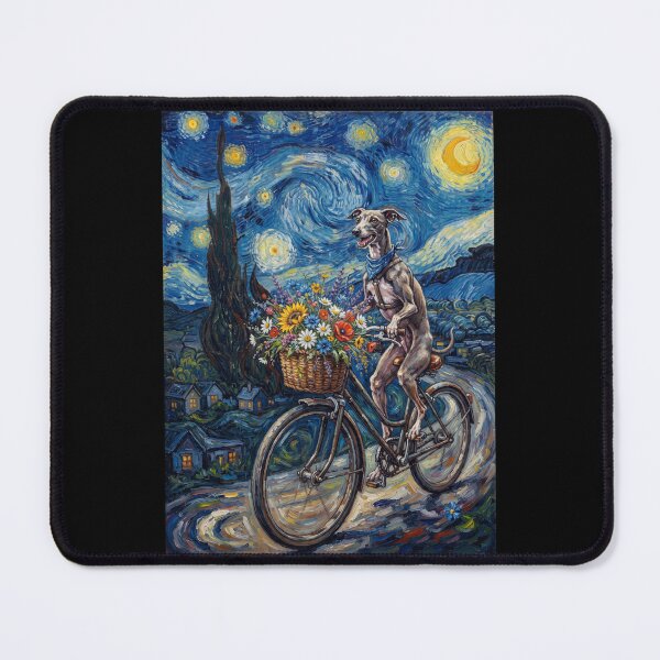 Item preview, Greyhound Biking Bike Starry Night Van Gogh Art Dog Lover designed and sold by dian-rody-crest.