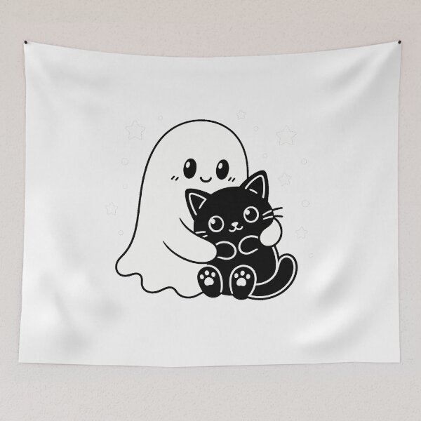 Item preview, Ghost Hugging Black Cat Spooky Autumn Friend designed and sold by chattsuede.