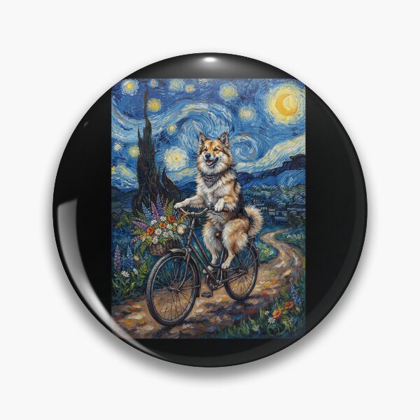 Item preview, Icelandic Sheepdog Biking Bike Starry Night Van Gogh Art Dog Lover designed and sold by dian-rody-crest.