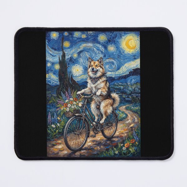 Item preview, Icelandic Sheepdog Biking Bike Starry Night Van Gogh Art Dog Lover designed and sold by dian-rody-crest.
