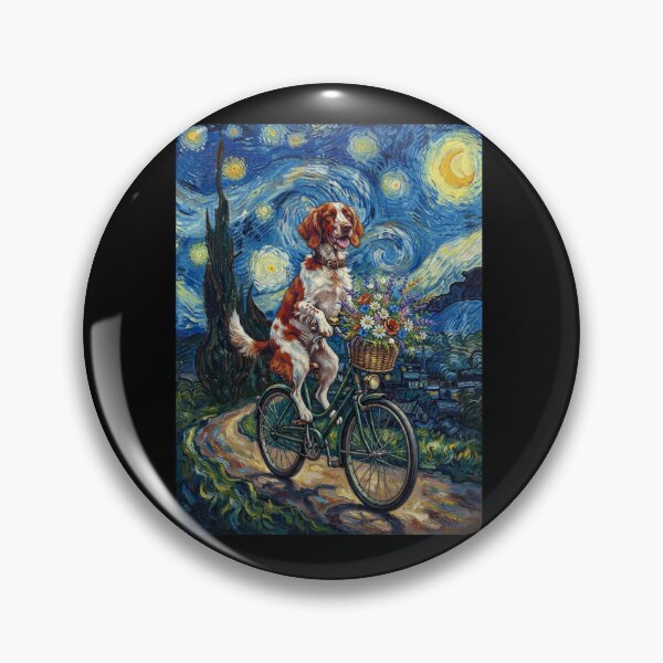 Item preview, Irish Red And White Setter Biking Bike Starry Night Van Gogh Art Dog Lover designed and sold by dian-rody-crest.