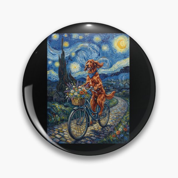 Item preview, Irish Setter Biking Bike Starry Night Van Gogh Art Dog Lover designed and sold by dian-rody-crest.