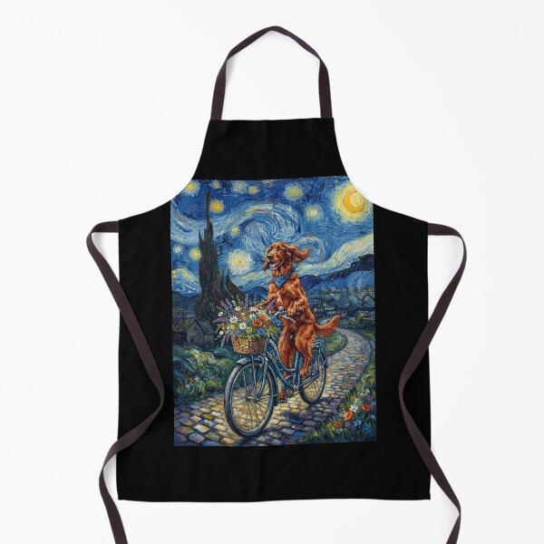 Item preview, Irish Setter Biking Bike Starry Night Van Gogh Art Dog Lover designed and sold by dian-rody-crest.