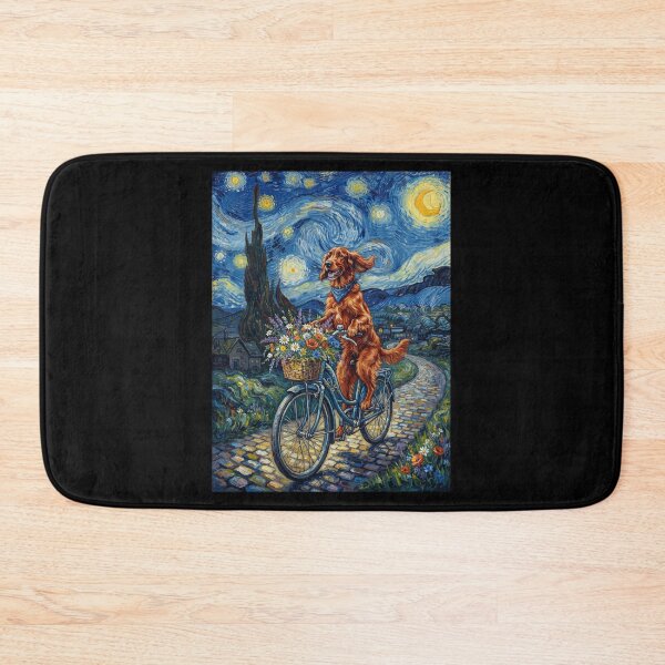 Item preview, Irish Setter Biking Bike Starry Night Van Gogh Art Dog Lover designed and sold by dian-rody-crest.