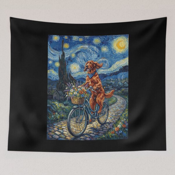 Item preview, Irish Setter Biking Bike Starry Night Van Gogh Art Dog Lover designed and sold by dian-rody-crest.