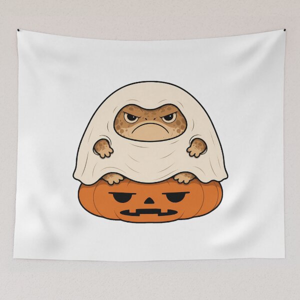 Item preview, Grumpy Ghost Toad Pumpkin Angry Spooky Amphibian designed and sold by chattsuede.