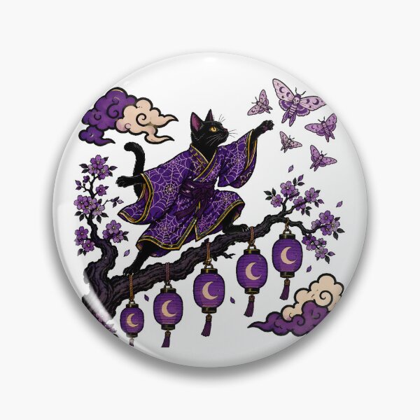 Item preview, Gothic Japanese Kimono Cat Spooky Feline Motif designed and sold by chattsuede.