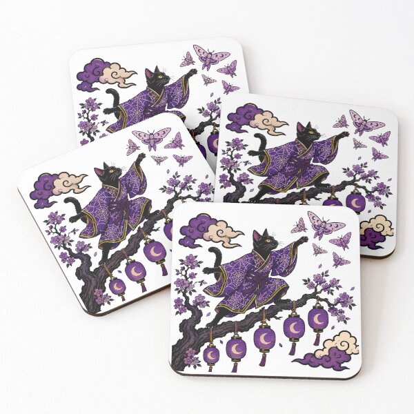 Item preview, Gothic Japanese Kimono Cat Spooky Feline Motif designed and sold by chattsuede.