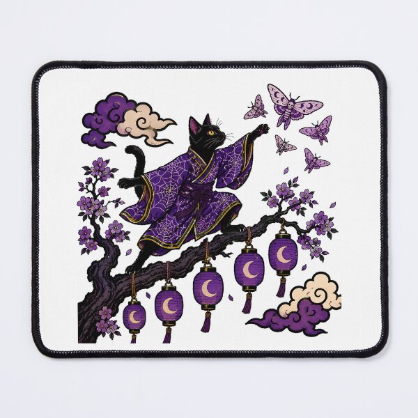 Item preview, Gothic Japanese Kimono Cat Spooky Feline Motif designed and sold by chattsuede.