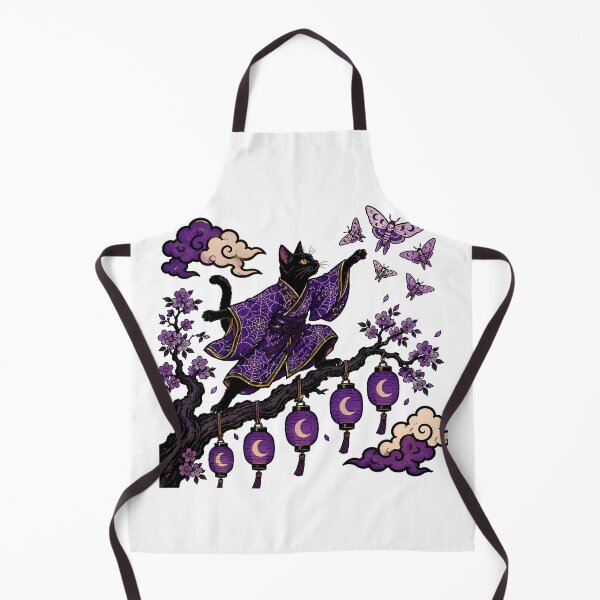 Item preview, Gothic Japanese Kimono Cat Spooky Feline Motif designed and sold by chattsuede.