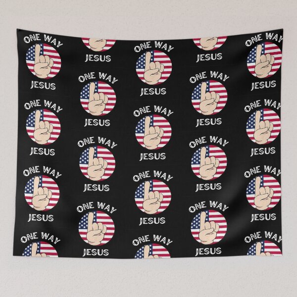 Item preview, One Way Jesus With American Flag designed and sold by denney-colene.