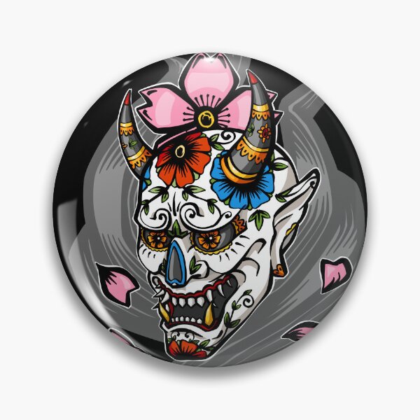 Item preview, Sugar Skull Oni Mask - Japanese Hanya Mask designed and sold by SamInJapan.