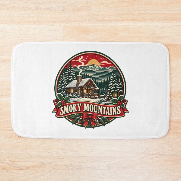 Item preview, Smoky Mountains Christmas Shirt – Retro Snowy Cabin Badge designed and sold by Globalcitytees.