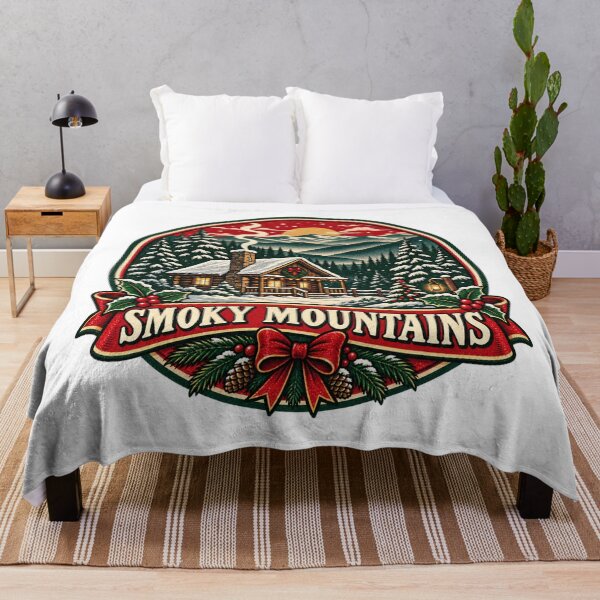 Item preview, Smoky Mountains Christmas Shirt – Retro Snowy Cabin Badge designed and sold by Globalcitytees.