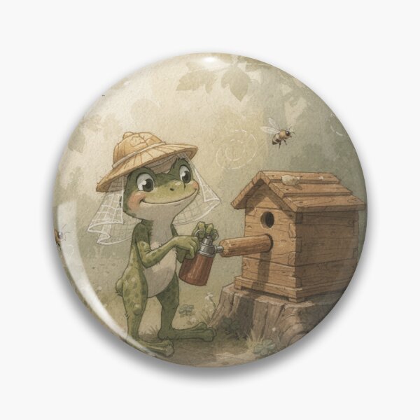 Item preview, Frog Beekeeper With Suspiciously Calm Bees designed and sold by PictorialWhimsy.