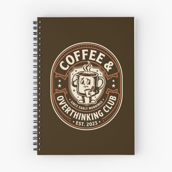 Item preview, Coffee And Overthinking Club Vintage Mascot Badge designed and sold by SplashTastic.