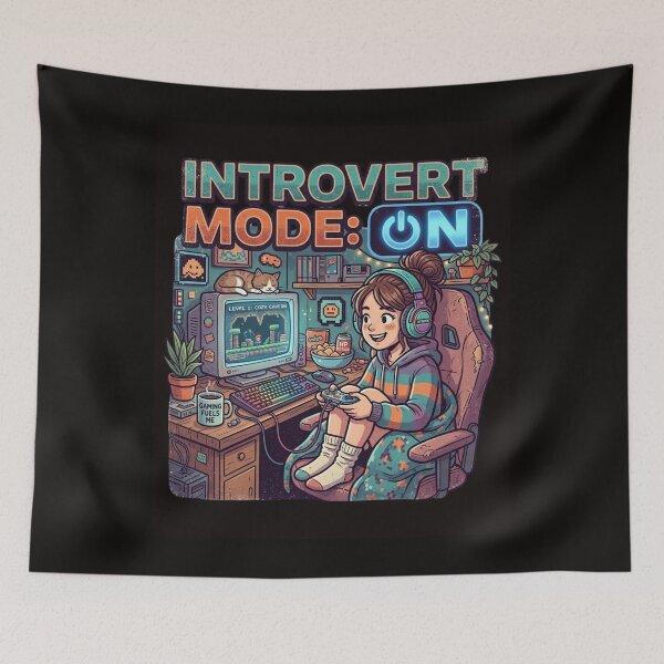 Item preview, Introvert Mode On – Funny Gamer Gaming Setup Retro Design designed and sold by RajDeals.