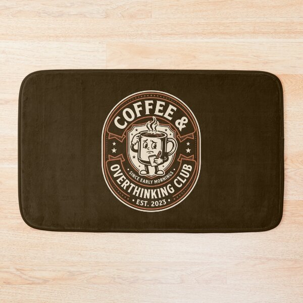 Item preview, Coffee And Overthinking Club Vintage Mascot Badge designed and sold by SplashTastic.