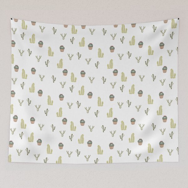Item preview, Cute Watercolor Cacti and Potted Succulents White Pattern designed and sold by svitlaarty.