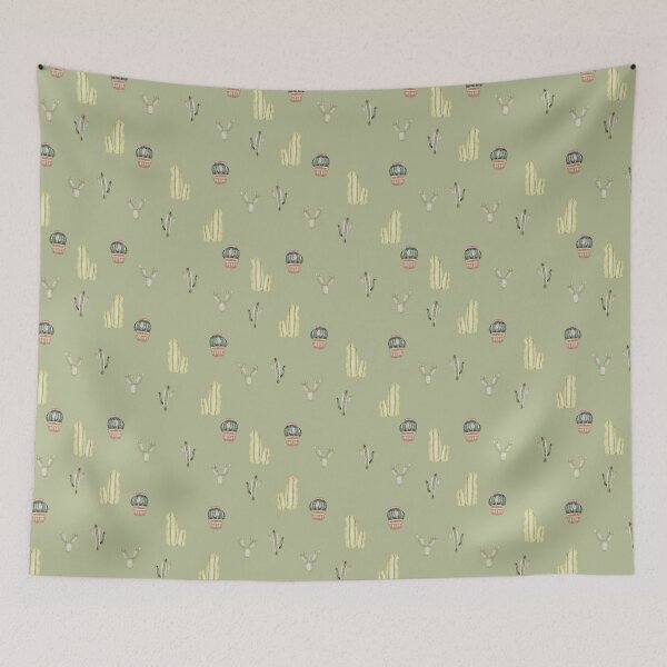 Item preview, Cute Watercolor Cacti and Potted Succulents Sage Green Pattern designed and sold by svitlaarty.