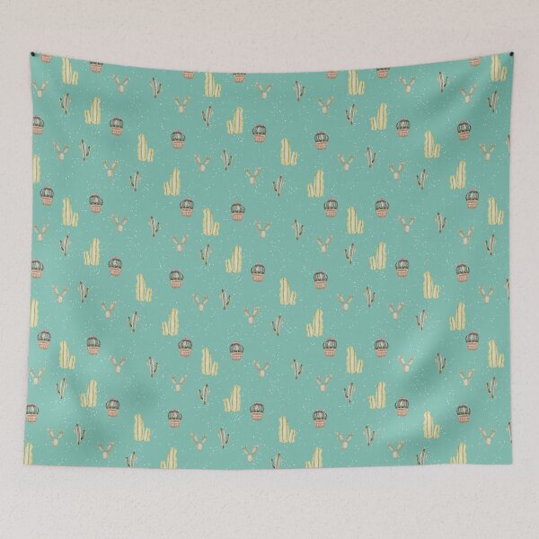 Item preview, Cute Watercolor Cacti and Potted Succulents Turquoise Pattern designed and sold by svitlaarty.