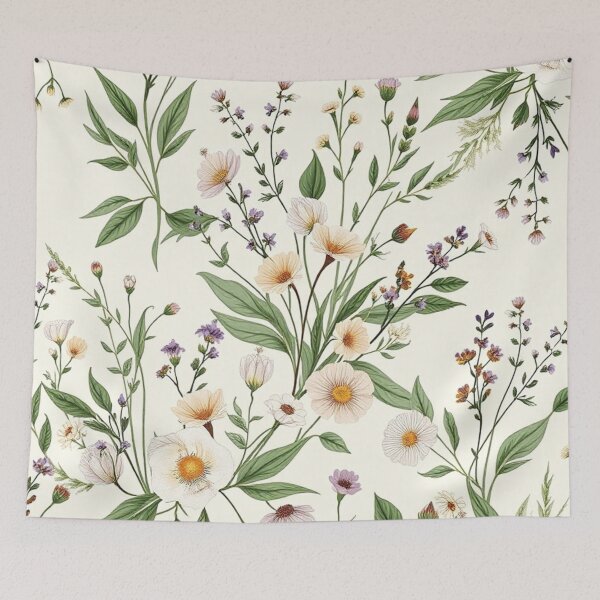 Item preview, Fresh Green Foliage Wildflower Seamless Print designed and sold by IntelliMindDesigns.